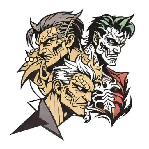 two face Gemini good and evil tattoo design idea