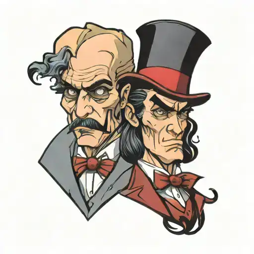 Jekyll and Hyde split same face tattoo design idea