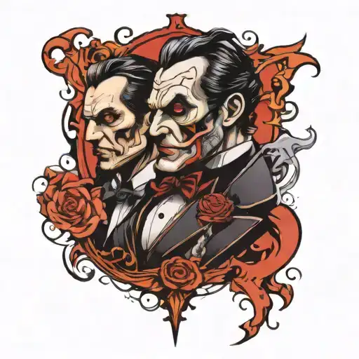 Jekyll and Hyde split tattoo design idea