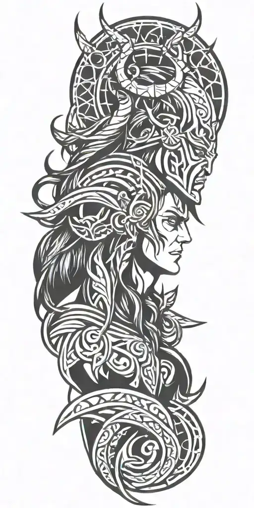 Norse Loki Gemini tattoo design idea