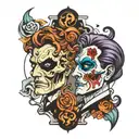 two face Gemini good and evil tattoo design idea