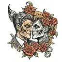two face Gemini good and evil tattoo design idea