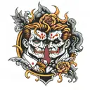 two face Gemini good and evil tattoo design idea