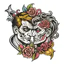 two face Gemini good and evil tattoo design idea