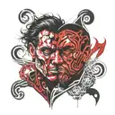 Jekyll and Hyde split same face tattoo design idea