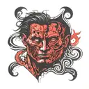 Jekyll and Hyde split same face tattoo design idea