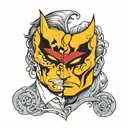 two face Gemini good and evil tattoo design idea