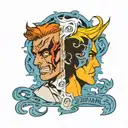 two face Gemini good and evil tattoo design idea