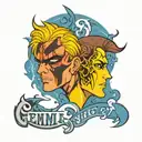 two face Gemini good and evil tattoo design idea