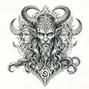 Norse Loki Gemini tattoo design idea