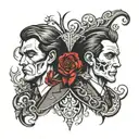 Jekyll and Hyde split same face tattoo design idea