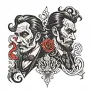 Jekyll and Hyde split same face tattoo design idea