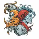 two face Gemini good vs evil tattoo design idea
