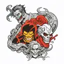two face Gemini good vs evil tattoo design idea