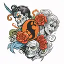 two face Gemini good vs evil tattoo design idea