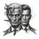 two face Gemini tattoo design idea