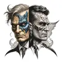 two face Gemini tattoo design idea