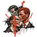 two face Gemini good and evil tattoo design idea