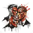 two face Gemini good and evil tattoo design idea