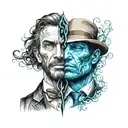 Jekyll and Hyde split same face tattoo design idea