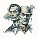 Jekyll and Hyde split same face tattoo design idea