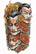 two face Gemini tattoo design idea