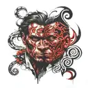 Jekyll and Hyde split same face tattoo design idea