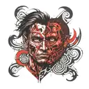 Jekyll and Hyde split same face tattoo design idea