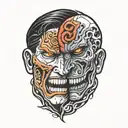 two face Gemini good and evil tattoo design idea