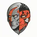 two face Gemini good and evil tattoo design idea