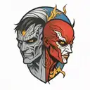 two face Gemini good and evil tattoo design idea