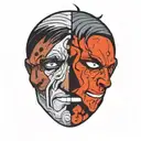 two face Gemini good and evil tattoo design idea