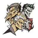 two face Gemini good and evil tattoo design idea