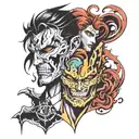 two face Gemini good and evil tattoo design idea