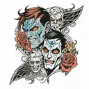 two face Gemini good and evil tattoo design idea