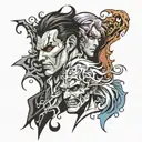 two face Gemini good and evil tattoo design idea