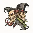 Jekyll and Hyde split same face tattoo design idea