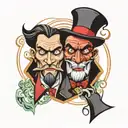 Jekyll and Hyde split same face tattoo design idea