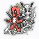 Deadpool pikachu and lightning tattoo design idea