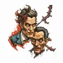 Jekyll and Hyde split same face tattoo design idea