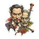 Jekyll and Hyde split same face tattoo design idea