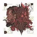 Jekyll and Hyde split same face tattoo design idea