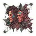 Jekyll and Hyde split same face tattoo design idea