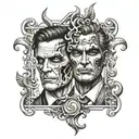 two face Gemini good and evil tattoo design idea