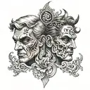 two face Gemini good and evil tattoo design idea