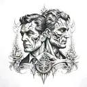 two face Gemini good and evil tattoo design idea