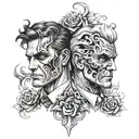 two face Gemini good and evil tattoo design idea