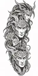 Norse Loki Gemini tattoo design idea
