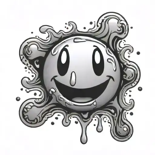 little smiley face melting  tattoo design idea