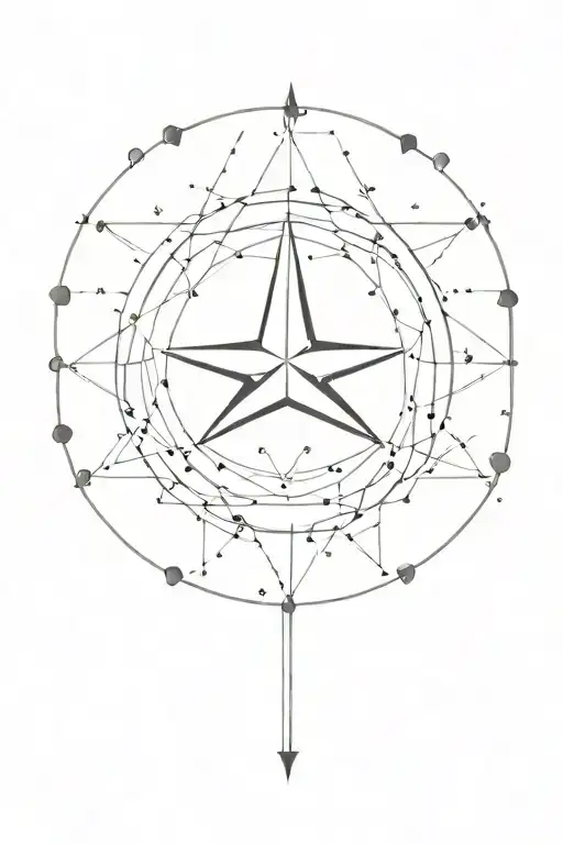 A sleek Mercedes Benz logo intertwined with Aries constellation tattoo design idea